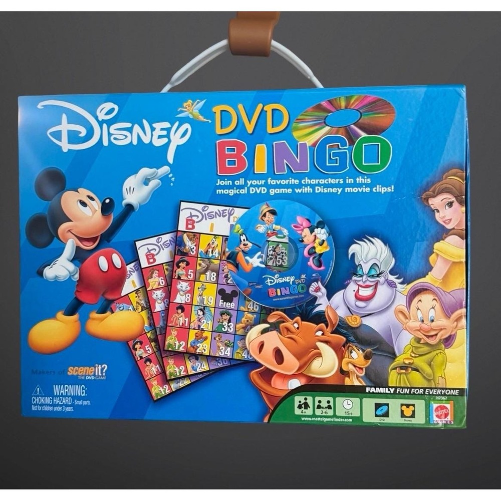 Disney DVD Bingo Game Mattel Screenlife H7367 Mickey Mouse Family Fun 2005